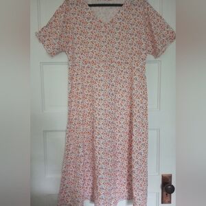 Peach floral s/s dress